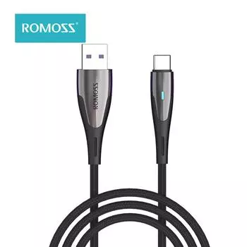 ROMOSS 5A Супер зарядный кабель, нейлоновый сплав, кабель Type-C для быстрой зарядки, USB-C, быстрое зарядное устройство для Huawei Xiaomi, совместимое чёрный