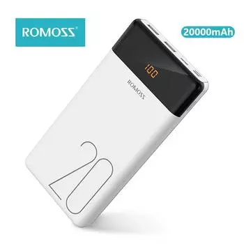 ROMOSS LT20 Power Bank 20000 мАч Портативная зарядка Powerbank 20000 мАч Внешнее зарядное устройство Poverbank для iPhone 13 Xiaomi Mi белый