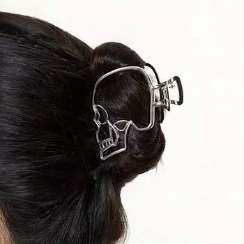 ROMWE Goth 1pc Sleek Punk Gothic Style Skull Decorated Hair Claw For All Seasons