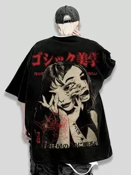 ROMWE Grunge Punk Мужская летняя повседневная футболка с коротким рукавом с принтом букв и символов S