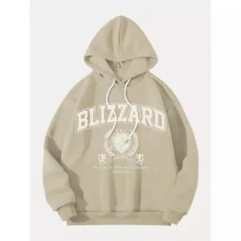 ROMWE Prep Мужская толстовка с длинным рукавом с буквенным принтом, повседневная, модная, со шнурком, для школы S