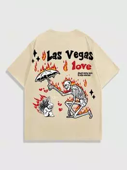 ROMWE Street Life Men Street Style Fun Printed Short Sleeve T-Shirt, Suitable For Daily Wear In Spring And Summer S