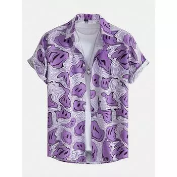 ROMWE Street Life Мужская футболка с принтом лица и улыбки Y2k без футболки, школьная S