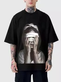 ROMWE Street Life Мужская летняя повседневная футболка с короткими рукавами и принтом с персонажами S