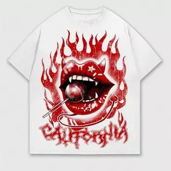 ROMWE Street Life Мужская повседневная футболка с коротким рукавом с принтом Y2k, подходит для повседневного ношения весной и летом S