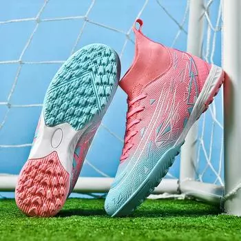 Ronaldo Assassin s new high-top football shoes men s broken nails children s boys and girls adult velvet warm training shoes 32