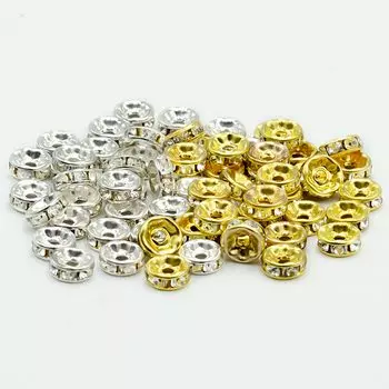 Рондель 6 мм плоский тип 200 штук золото серебро 100 штук каждый со стразами разделительные бусины металлические бусины аксессуары части ювелирные изделия ручная работа ремесло