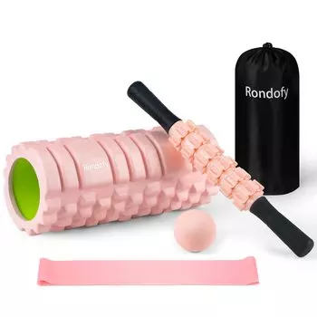 Rondofy Foam Roller Fascia Release 500 кг Грузоподъемность Kinmaku Roller Muscle Loosening Cellulit Roller Stretching Equipment Набор из 5 предметов для хранения светло-розовый