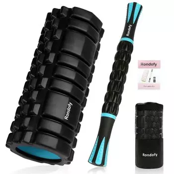 Rondofy Foam Roller Fascia Выпуск нового массажного ролика грузоподъемностью 500 кг с инструкциями и сумкой для хранения для начинающих, ультралегкий чёрный