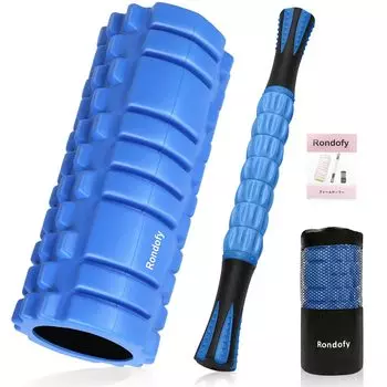 Rondofy Foam Roller Fascia Выпуск нового массажного ролика грузоподъемностью 500 кг с инструкциями и сумкой для хранения для начинающих, ультралегкий синий