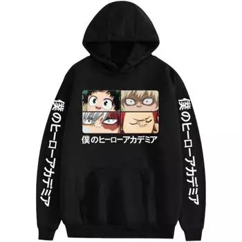 RONGJUN Аниме Толстовка MHA Друзья Печатный Толстовка С Капюшоном Пуловер Deku Косплей Осеннее Флисовое Пальто для Женщин Мужчин S