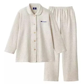 Room Wear Long Sleeve Long Pants Front and Back Cotton Diamond Quilt [Champion] 100% Women s Ivory_OD8874
