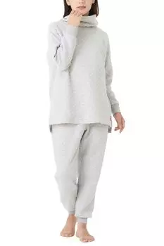 Room Wear Top and Bottom Set Fluffy with Belly Band L Gray [Hokaron]