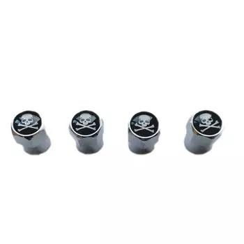 Roost Aluminum Tire Valve Cap Tire Wheel Rim Air Valve Cap Skull 4pcs