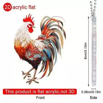Rooster Adorable Cartoon Acrylic Car Charm Unique Decorative Piece For Interiors Automobile