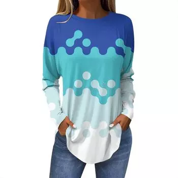 Ropa Mujer Tendencia 2024 Топы для женщин Модные женские повседневные топы с длинными рукавами и круглым вырезом с принтом Ropa De Mujer Y2k S