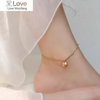 Ropuhov Новая 925 Серебряная бусина в виде риса, круглая, в форме змеи, на удачу, маленькая золотая бобовая цепочка для ног, титановая сталь 20cm