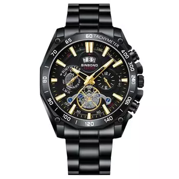 RORIOS Date Christmas Black Gold мужские часы, многофункциональные, дисплей, кварцевые, светящиеся, легкие, водонепроницаемые, для работы, для поездок на работу, стильные, популярные,