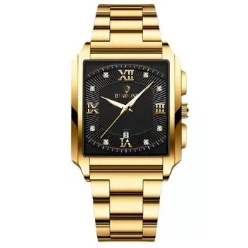 RORIOS Date Christmas Gold Black Мужские часы, многофункциональные, дисплей, кварцевые, светящиеся, легкие, водонепроницаемые, для работы, для поездок на работу, стильные, популярные,