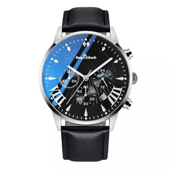 RORIOS Date Quartz Christmas Silver Black B Мужские часы, Дисплей, Часы, Светящиеся, Легкие, Многофункциональные, Водонепроницаемые, Для работы, Для поездок на работу, Стильные,