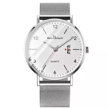 RORIOS Date Quartz Christmas Silver White B Мужские часы, Дисплей, Часы, Светящиеся, Легкие, Многофункциональные, Водонепроницаемые, Для работы, Для поездок на работу, Стильные,