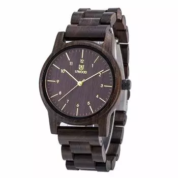 RORIOS Легкие деревянные часы Деревянные часы Часы из натурального дерева Стильные кварцевые часы из натурального дерева Подарочные часы для мужчин эбеновый