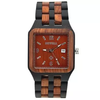 RORIOS Wooden Natural Wood Calendar Quartz Shikou Danma Redwood Мужские часы, Часы, Мужские квадратные, В комплекте, Аналоговые, Популярные, Часы, Стильные, Повседневные,