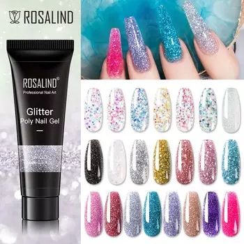 ROSALIND 15 мл блестящий поли гель для ногтей наращивание ногтей УФ гель лак для ногтей быстрое наращивание длинных ногтей палец поли гель лак для ногтей для дизайна удлинения ногтей