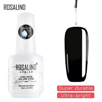 ROSALIND 15 мл гель для ногтей Верхнее покрытие с ромбовидным дизайном, вымачиваемый верх, светодиодная/УФ-лампа RHDTOP