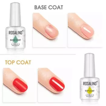 ROSALIND 15 мл комплект базового и верхнего покрытия гель яркий для дизайна ногтей светодиодная лампа