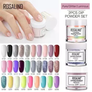 ROSALIND 2 шт., блестящая пудра для ногтей, активатор, художественный дизайн, украшения, акриловая пудра для ногтей