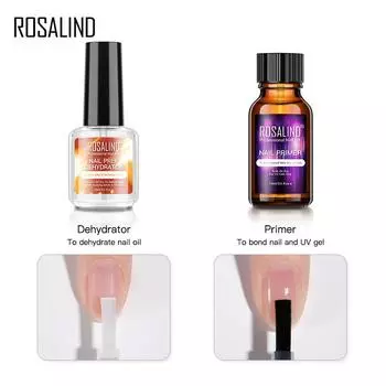 ROSALIND 2 шт., дегидратор для ногтей, гель-праймер для ногтей, гель-лак для ногтей, сухой на воздухе, яркий для дизайна ногтей, светодиодная/УФ-лампа 15 мл
