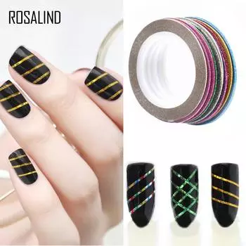 ROSALIND 30 шт./лот, разноцветные разноцветные рулоны полосатой ленты, наклейки для украшения дизайна ногтей 10pcs