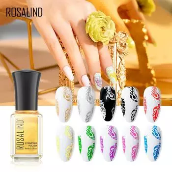 ROSALIND 6 мл лак для ногтей маникюр цветная печать масло отмачиваемый гель-лак для дизайна ногтей гель для штамповки