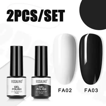 ROSALIND 7 мл 2 шт. лак для ногтей замачиваемый мини-гель для ногтей чистого цвета яркий для дизайна ногтей светодиодная/УФ-лампа