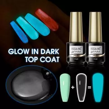 ROSALIND 7 мл Glow Top Coat Гель-лак для ногтей Синий светящийся верхний слой, отверждаемый УФ/светодиодной лампой