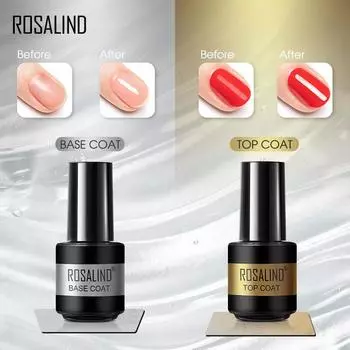 ROSALIND 7 мл комплект базового и верхнего покрытия гель яркий для дизайна ногтей светодиодная/УФ-лампа