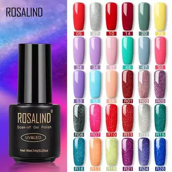 ROSALIND 7 мл Радужный набор гель-лаков для ногтей Набор художественных гель-лаков для ногтей для маникюра Soak Off UV LED