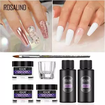 ROSALIND акриловая пудра поли гель для ногтей для ногтей украшения для дизайна ногтей хрустальный маникюрный набор профессиональные аксессуары для ногтей