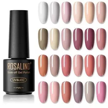 ROSALIND Красочный гель-лак для ногтей Блестящий гибридный лак Полуперманентный дизайн ногтей Матовый верхний базовый слой Гель-лак для ногтей RA-C539