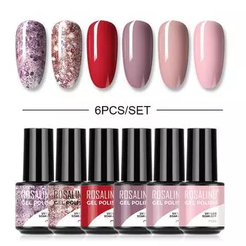 ROSALIND лак для ногтей гель 7 мл набор гель-лаков 6/20 шт замачиваемые полуперманентные гибридные лаки гель-лак набор для маникюра дизайн ногтей светодиодная/УФ лампа