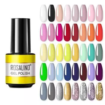 ROSALIND MINI 7 мл гель-лак для ногтей, полуперманентный УФ-лак нескольких цветов, гибридный лак для дизайна ногтей, замачиваемый сверху, базовое покрытие, нужна УФ-лампа