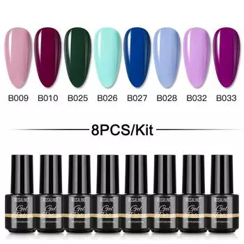 ROSALIND Mutilcolor Long Lasting Gel Nail Polish Soak Off Base Top Coat Gel Polish Needle UV Lamp To Dry base+top