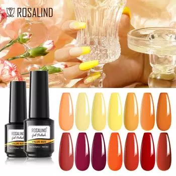 ROSALIND Пластиковая бутылка Soak Off Гель-лак для ногтей Полуперманентный желтый и красный серии Цветной гибридный гель-лак Маникюрный лак для ногтей УФ-светодиодный гель-лак для дизайна ногтей
