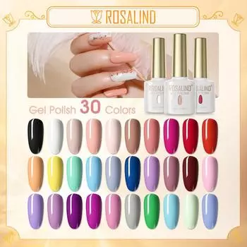 ROSALIND Soak Off 10 мл чистый цветной гель для ногтей яркий для дизайна ногтей светодиодная/УФ-лампа