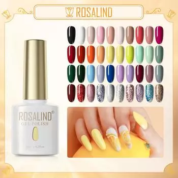 ROSALIND Soak Off 6 мл чистый цветной гель для ногтей яркий для дизайна ногтей светодиодная/УФ-лампа
