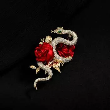 Rose and Snake Niche Design Sense High-end Brooch Luxury Temperament Brooch Pin Exquisite Suit Accessories Women