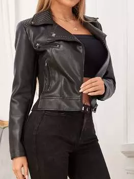 Rose Beauty A Gothic с лацканами и застежкой-молнией спереди из искусственной кожи в байкерском стиле XL