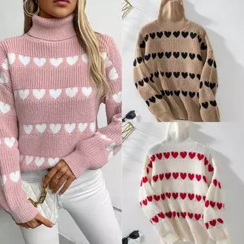 Rose Beauty A Love Print Женская осень и зима Новый повседневный модный свитер с длинным рукавом S розовый