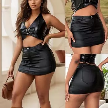 Rose Beauty A облегающая мини-юбка из искусственной кожи на молнии XS чёрный